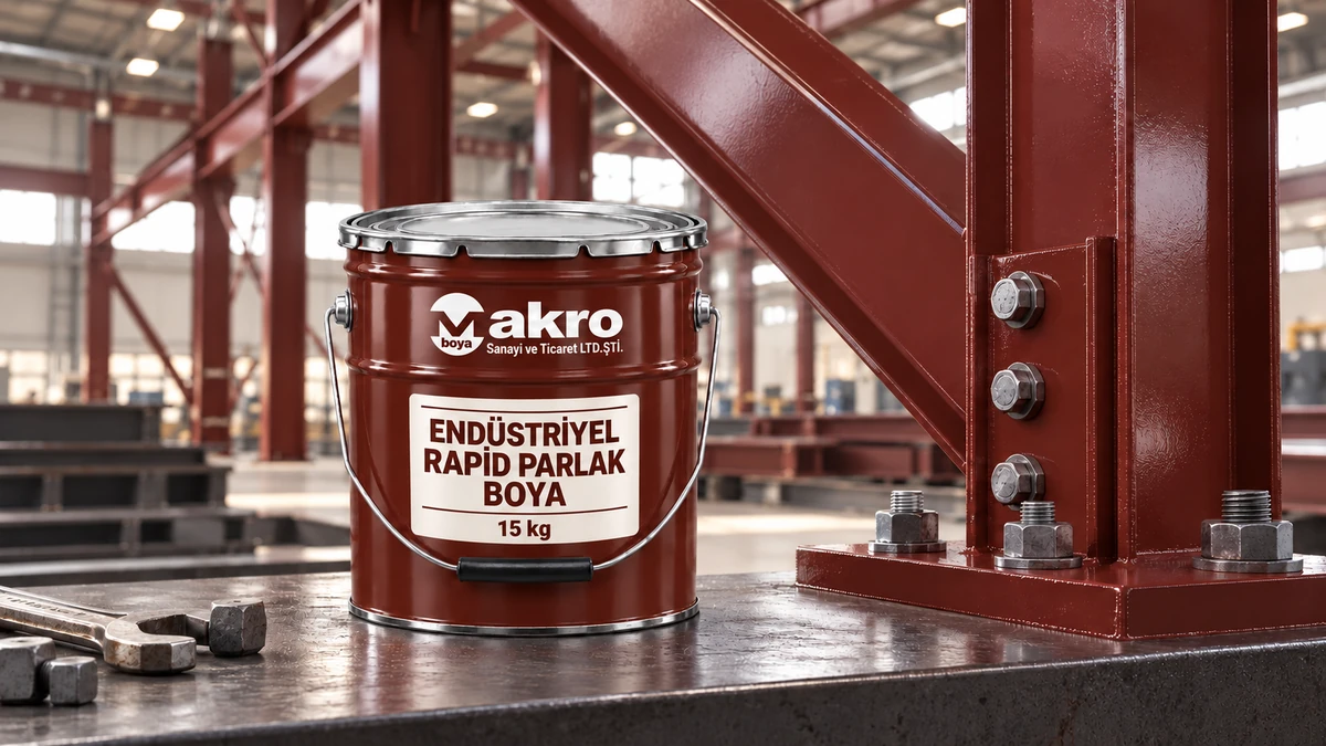 Makro Boya sanayi boyası ambalajı ve bordo boyalı çelik konstrüksiyon